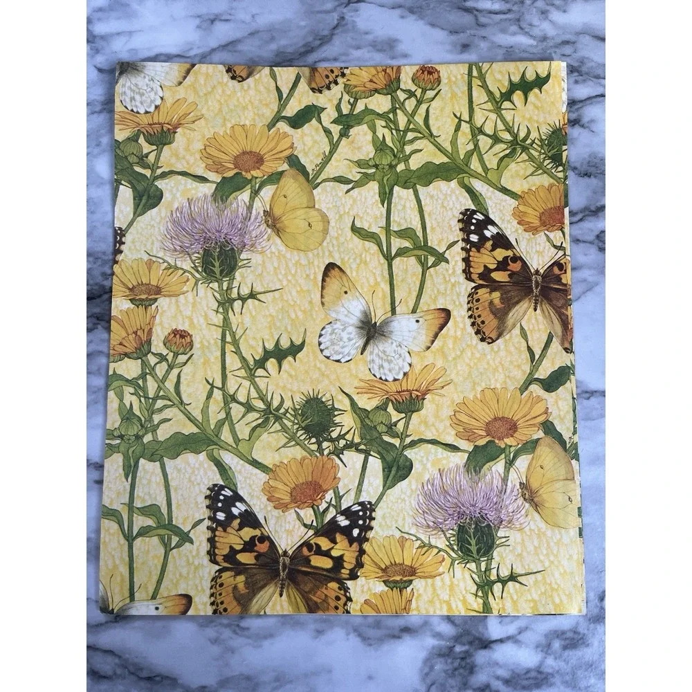 Current Vtg Gift Wrap Set Of 4 24 X 30, Monarch Butterflies, Flowers‎